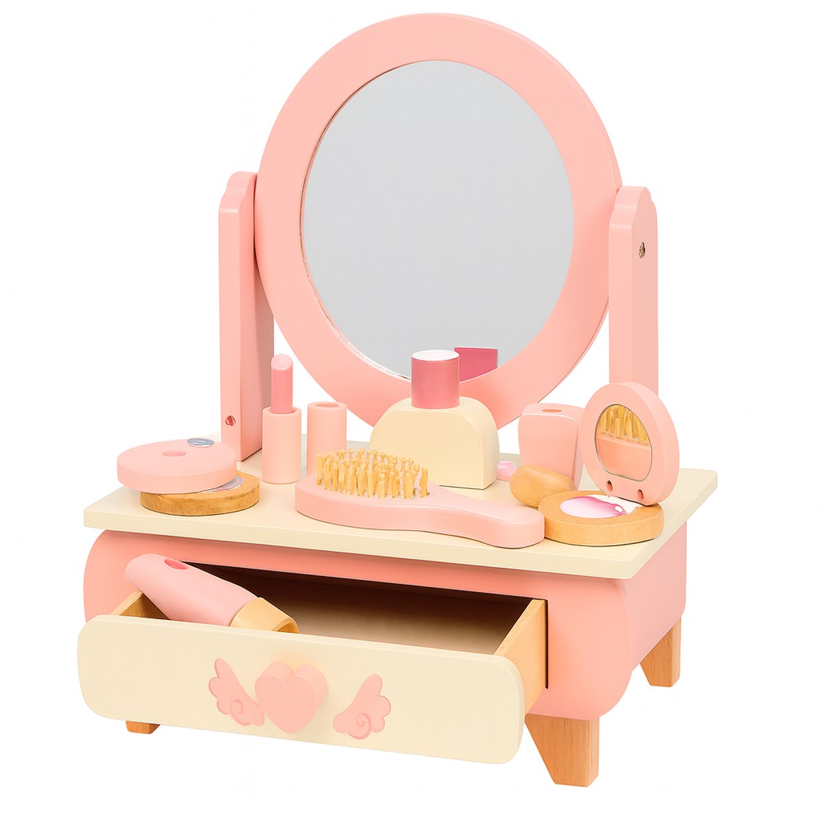 Kaptafel - Make-up Tafel 8-delig - Roze/Wit - Hout - Meisjes Speelgoed