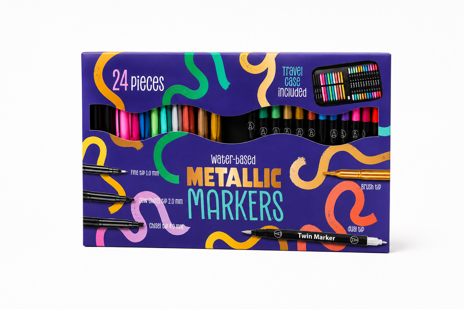 Dubbele metallic markers op waterbasis