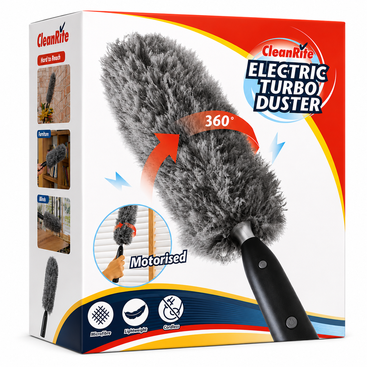 Plumeau Elektrisch Turbo Spin Duster Grijs