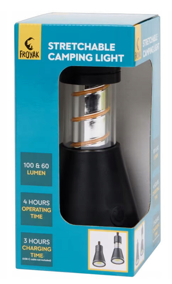 Froyak multifunctionele campinglamp Zwart oplaadbaar