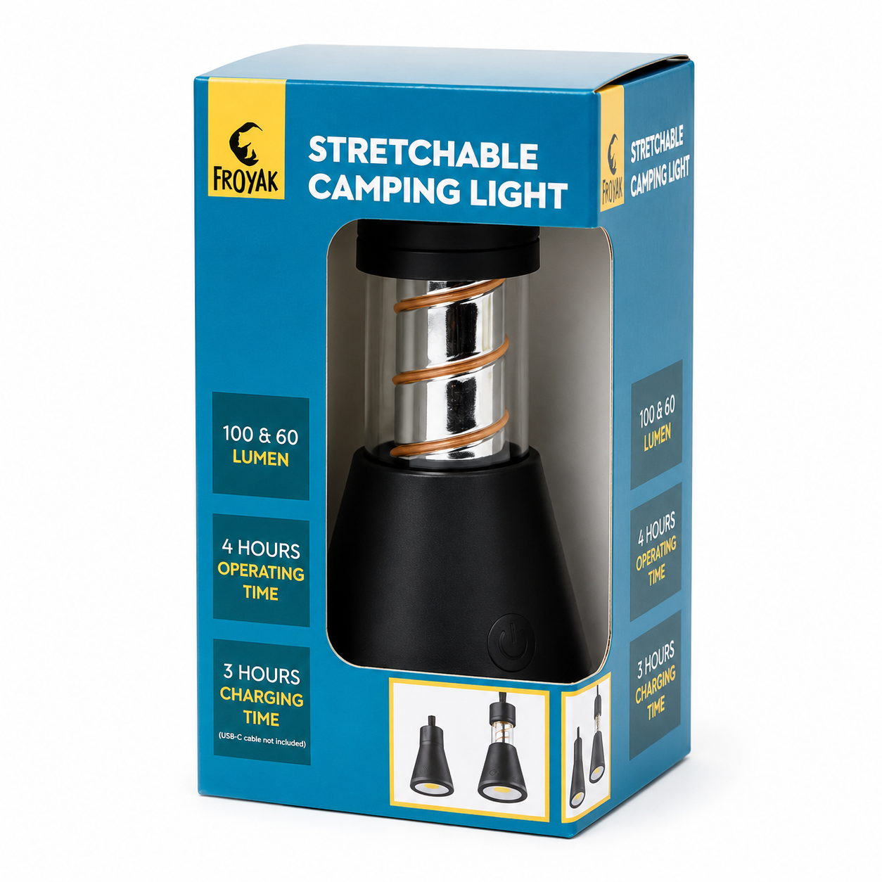 Froyak multifunctionele campinglamp Zwart oplaadbaar