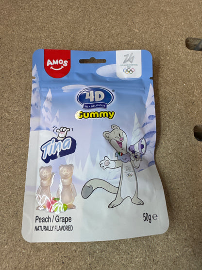 Amos 4d peach/grape gummy 36x50g
