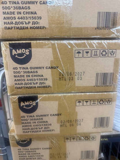 Amos 4d peach/grape gummy 36x50g