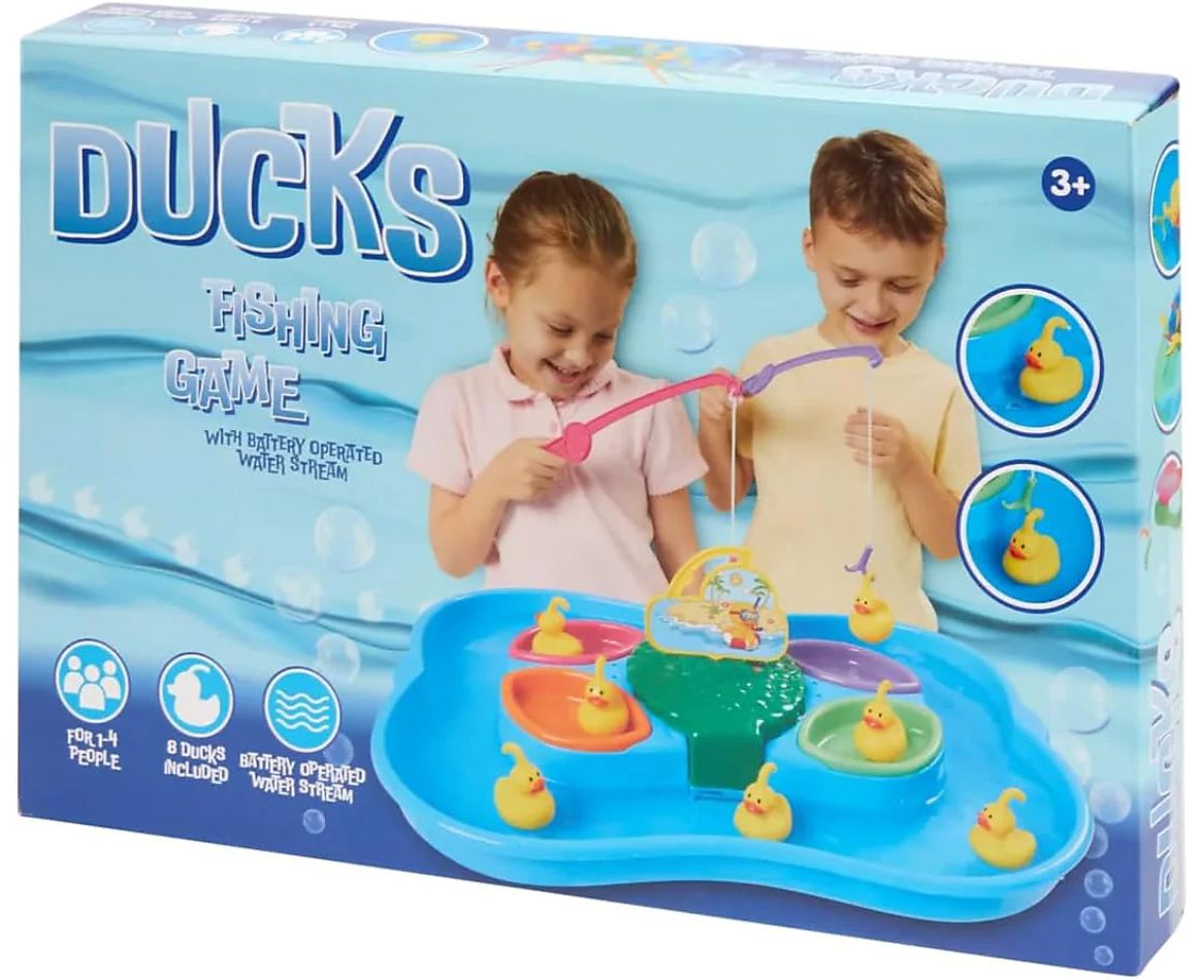 Eendjes vissen spel met batterijgevoede waterstraal