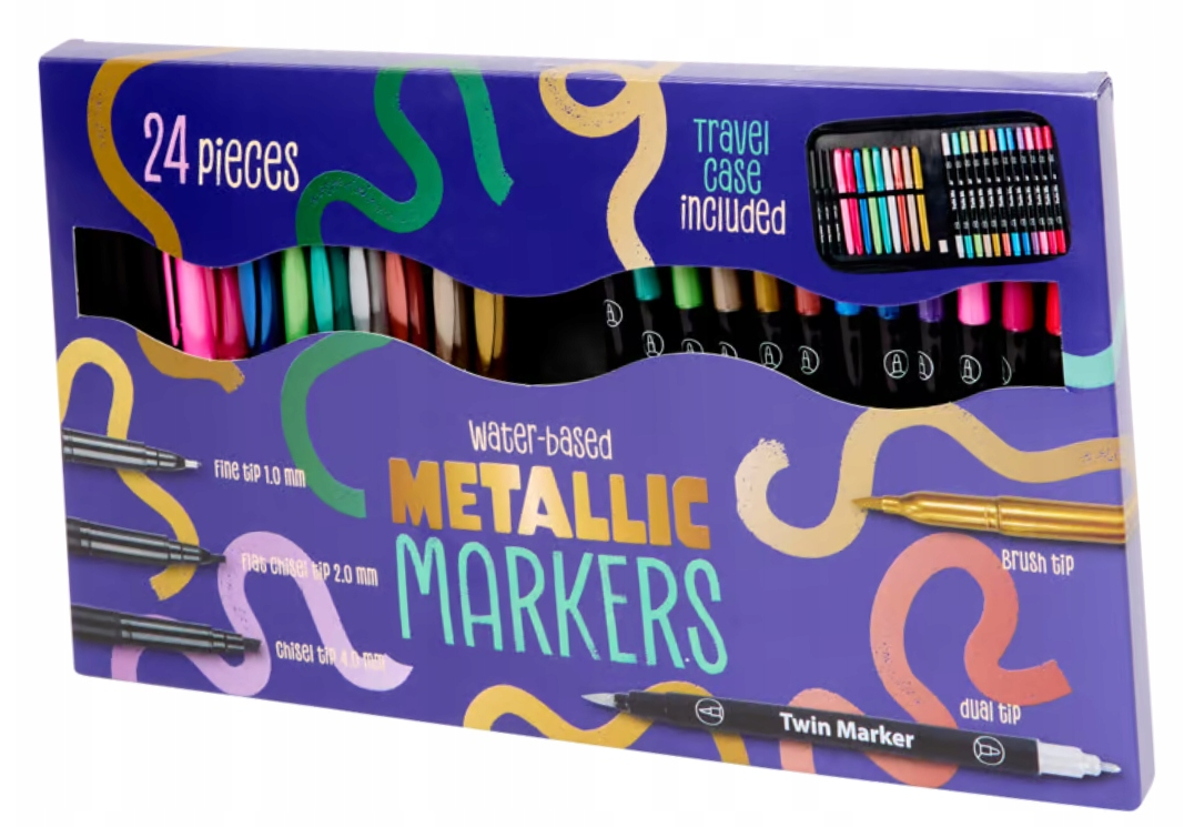 Dubbele metallic markers op waterbasis