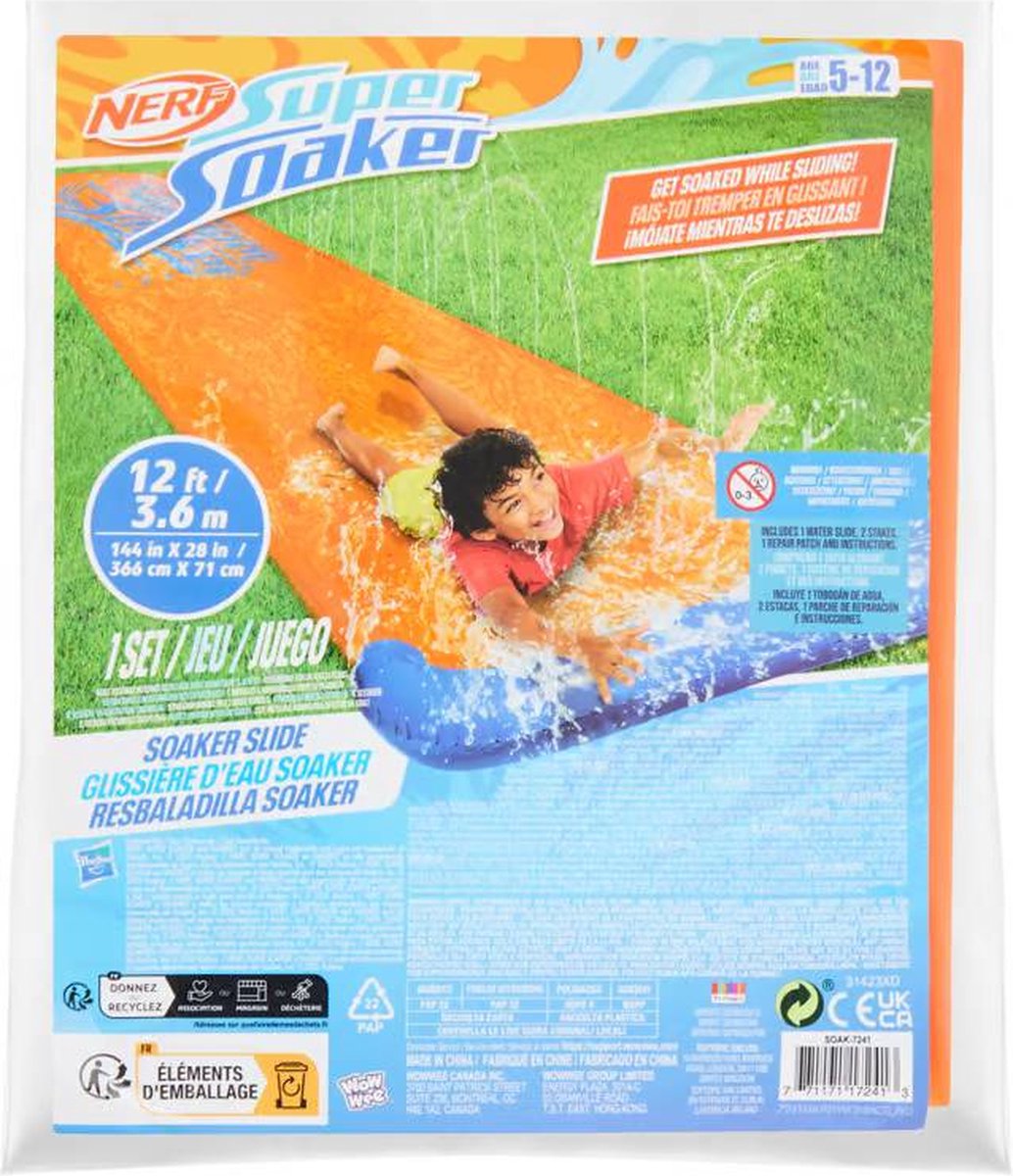 Nerf waterglijbaan met watersproeiers 360 x 71 cm