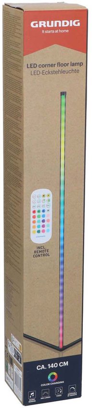 Grundig RGB LED Hoeklamp - Hoeklamp LED Staand - RGB