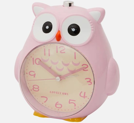 Klok met alarm - Voor kinderen - Uil - Roos