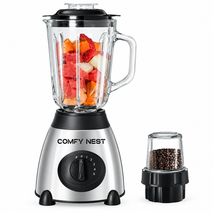 2-in-1 glazen blender en molen - grijs 800w