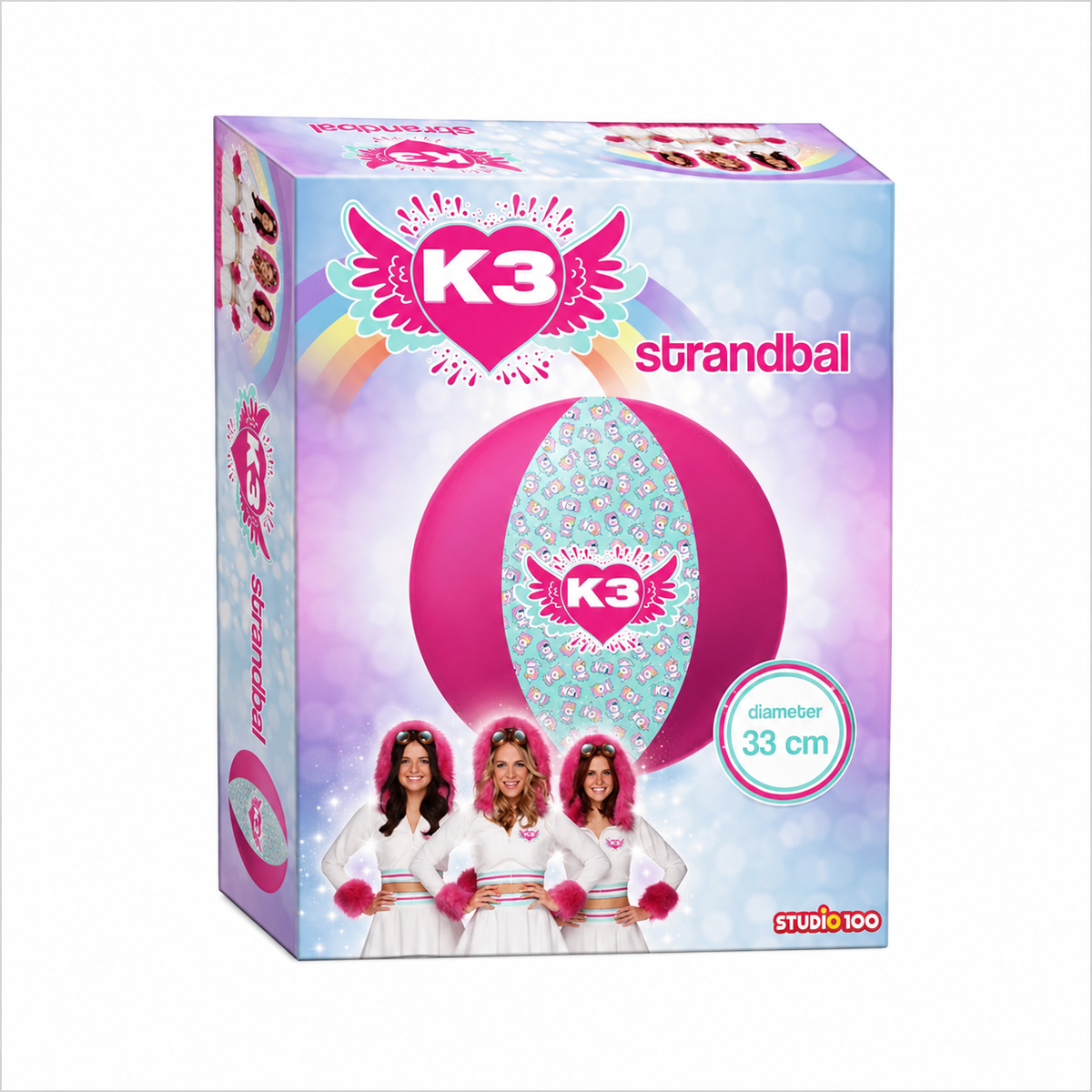 K3 Strandbal - Roze / Blauw - 33 cm