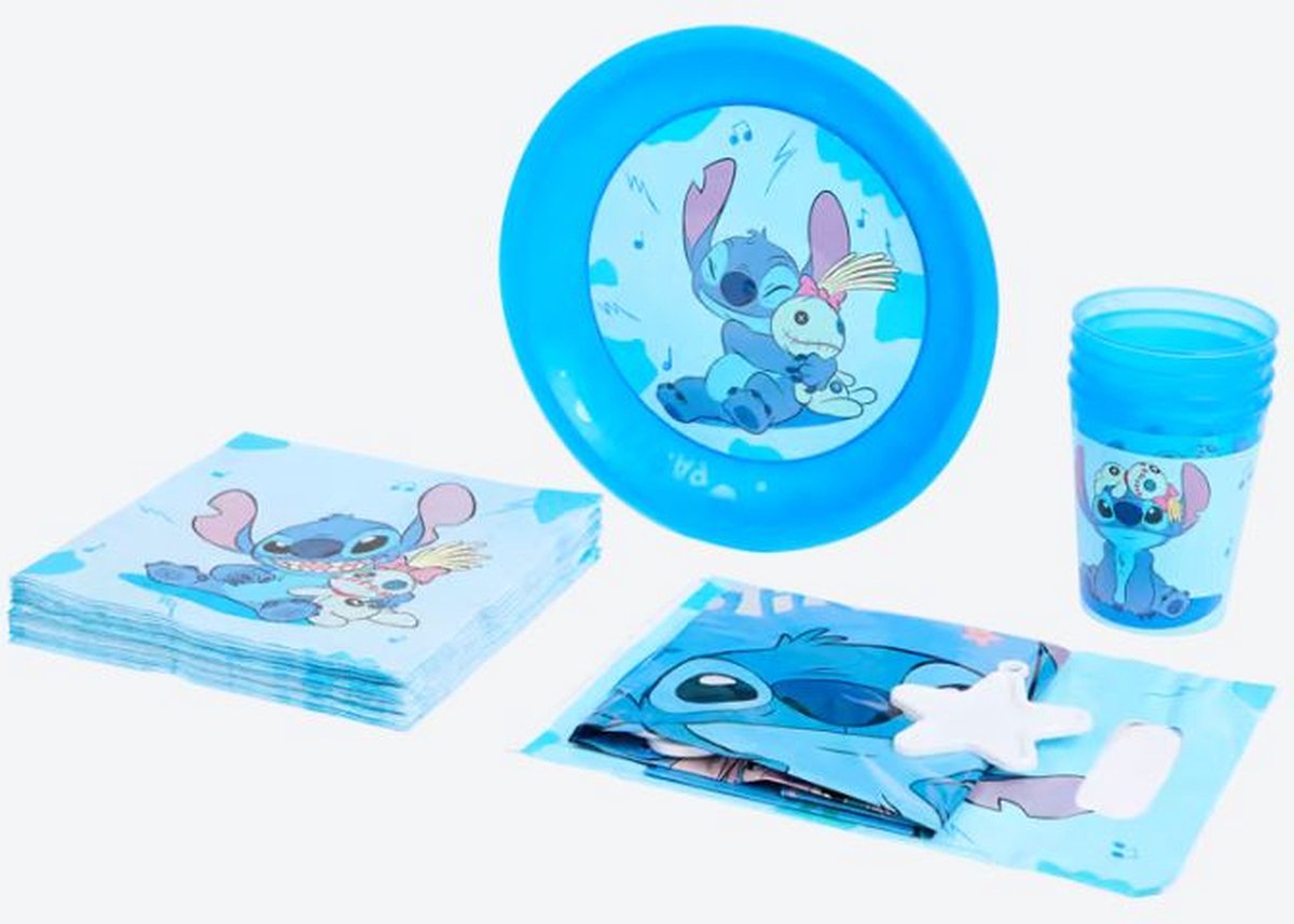 Blauwe Lilo en stitch party box, Feest pakket, Bordjes, lilo en stitch