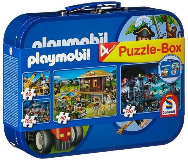 Playmobil Puzzle-Box 2 x 60, 2 x 100 delig in metalen koffer 21x27,5cm