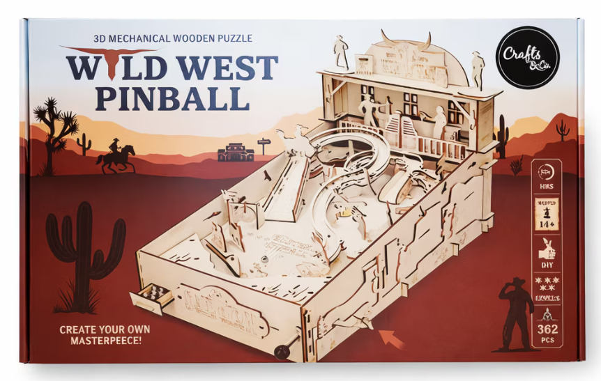 3D Wild West houten flipperkastspel, mechanische puzzel met 362 stukjes