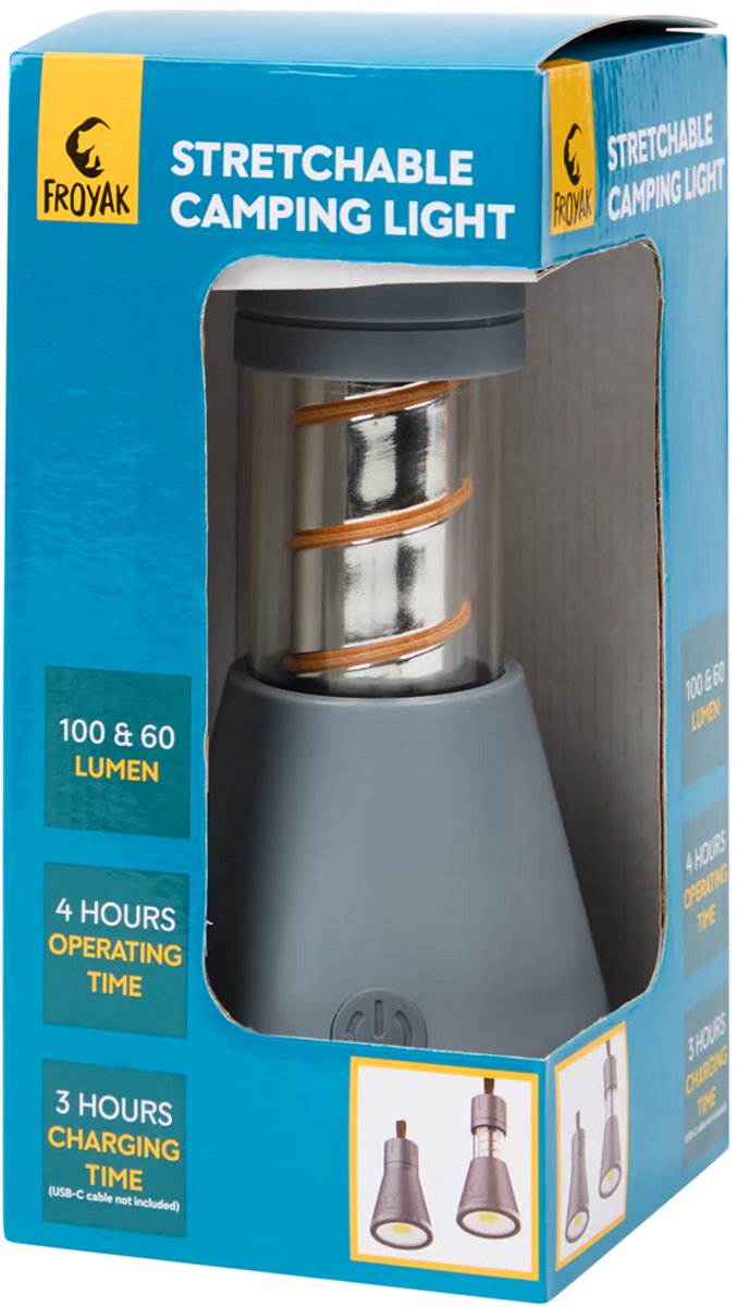 Froyak multifunctionele campinglamp Grijs oplaadbaar