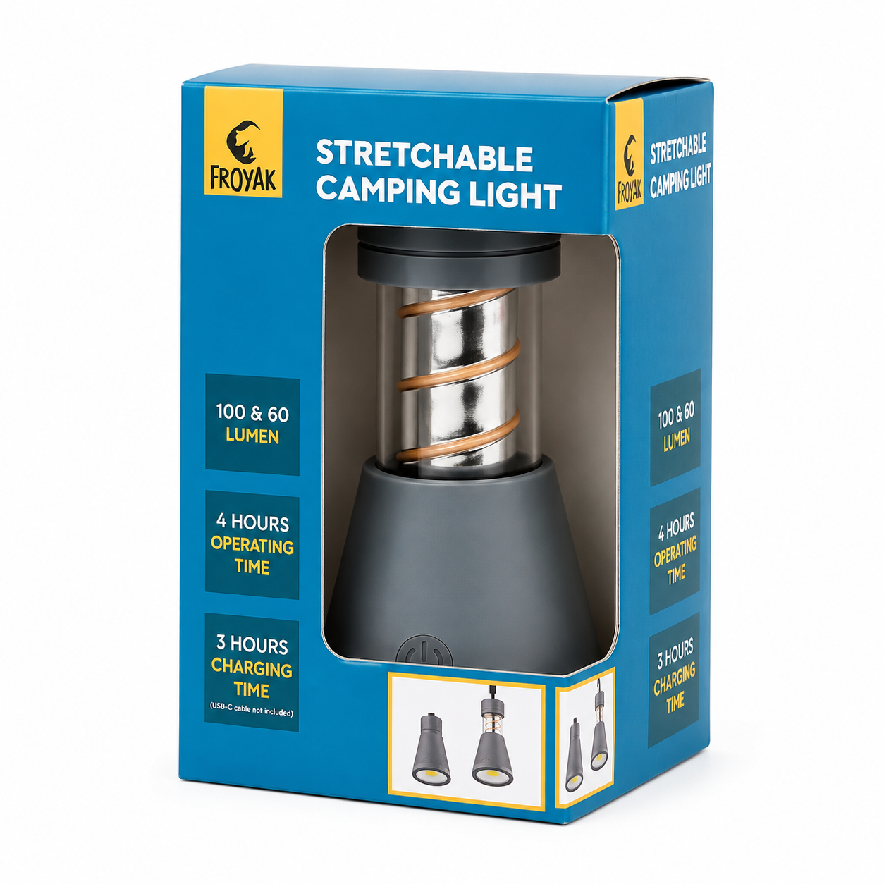 Froyak multifunctionele campinglamp Grijs oplaadbaar