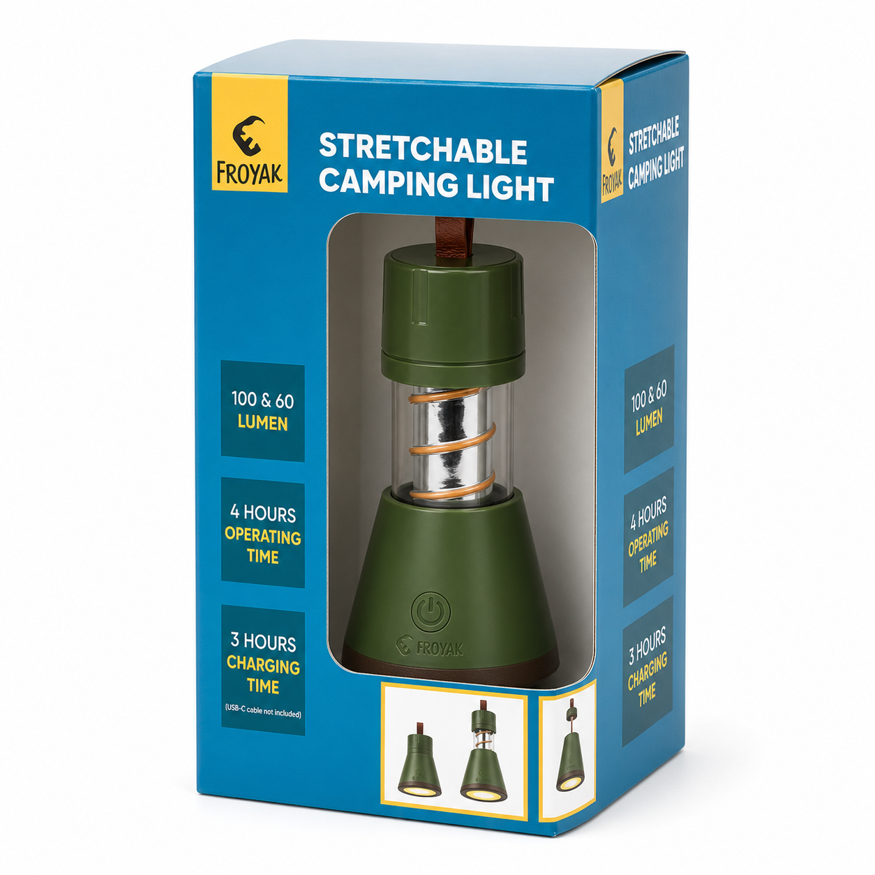 Froyak multifunctionele campinglamp Groen oplaadbaar