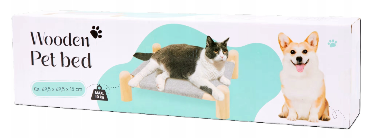 Houten dierenbed 49,5 x 49,5 x 15 cm max. 10 kg