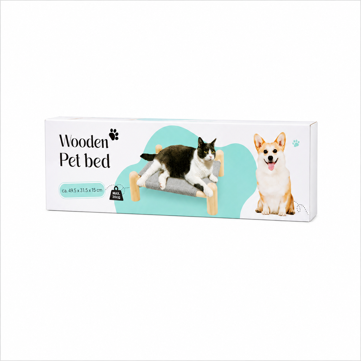 Houten dierenbed 49,5 x 49,5 x 15 cm